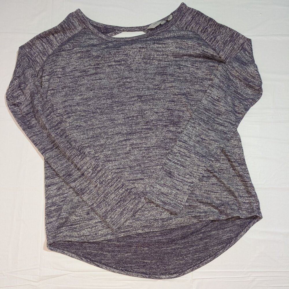 Athleta Heather Purple Pullover Athletic Top High Low Open Back Stretch Sz S